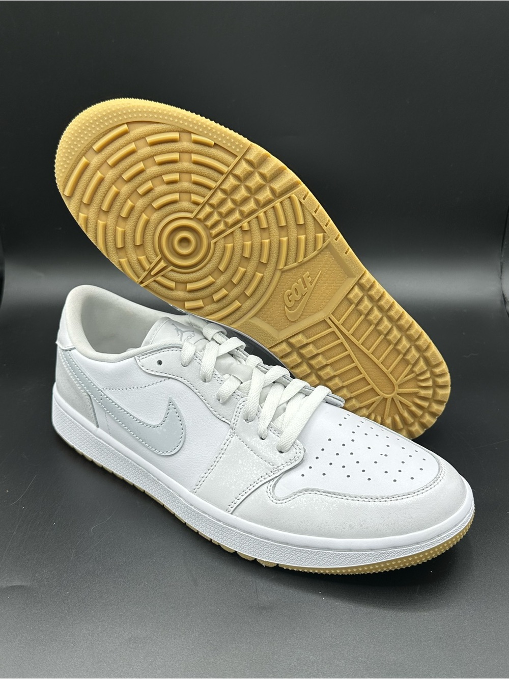 Nike Air Jordan 1 Low Golf Shoes Spikeless White Gum DD9315-111 Men's Size 12